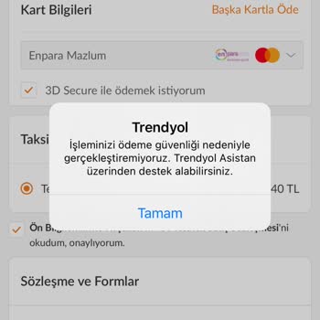 Trendyol Ödeme Hatası Veriyor