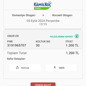 Kamil Koç Biletimi Değiştirdi. Rızam Olmadan.