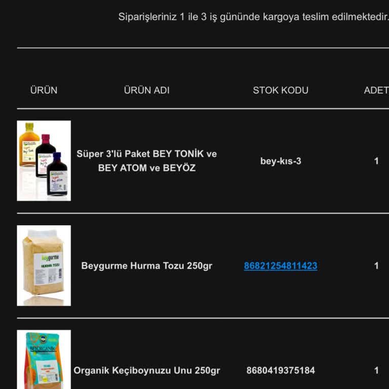 Beyorganik Eksik Ürün