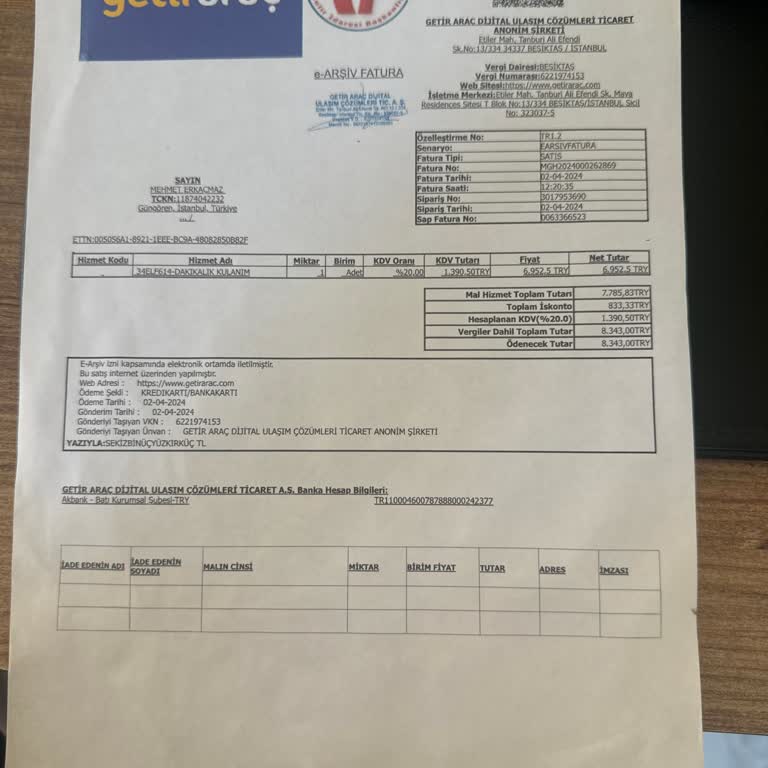 Getir Araç Mağduriyeti