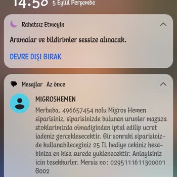 Migros Hemen Olmayan Stok
