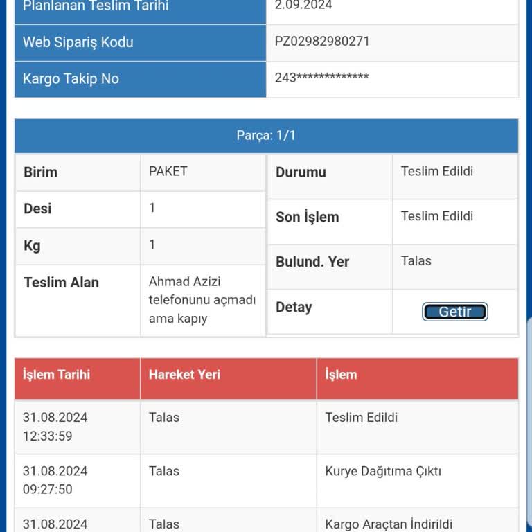 Sürat Kargo. Eşyalarımı Kaybettim