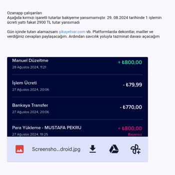 Ozan Superapp Uygulamasında Yaşanan Para İadesi Sorunu