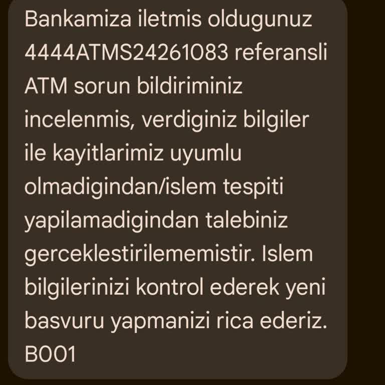 Ziraat Bankası Ziraat ATM Paraya El Koyma