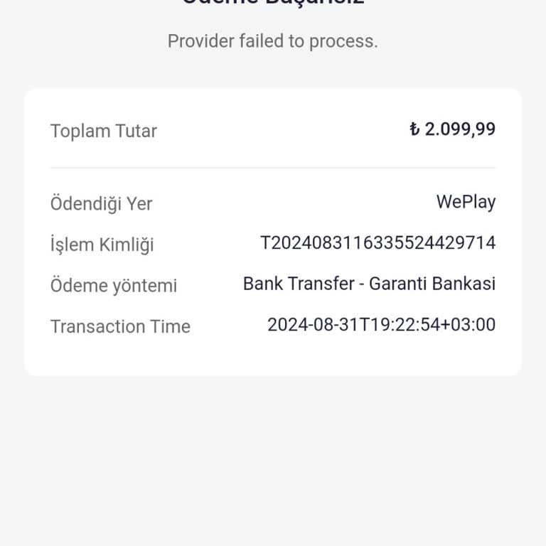 WePlay Bank Transfer İle Yapılan Altın Yükleme Sorunu