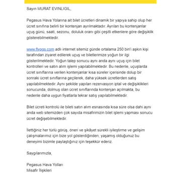 Pegasus Anlık Fiyat Yanıltmacası