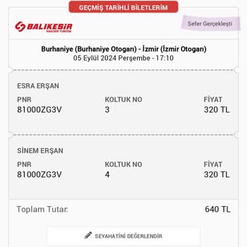 Balıkesir Hakser Turizm Habersiz Bilet İptali