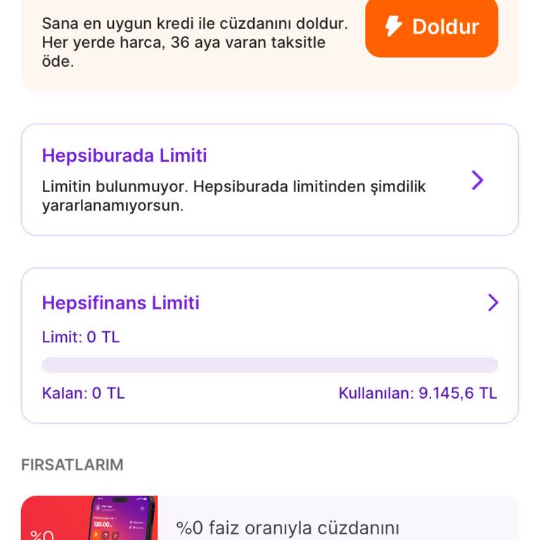 Hepsiburada Limit Sıfırlanması V