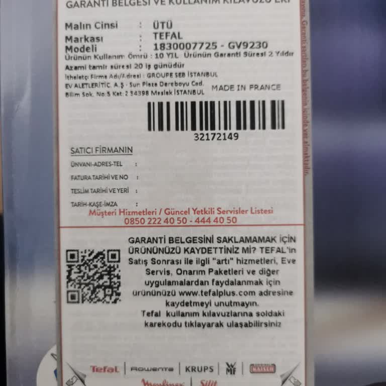 Tefal Ütü Garanti Kaydı Yapamıyorum