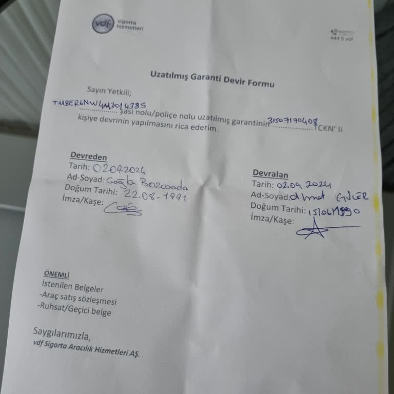 VDF Sigorta Şirketiyle İlgili Yaşanılan Aksaklık
