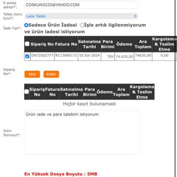 QNET Promosyon Ürün İadesi Talebi