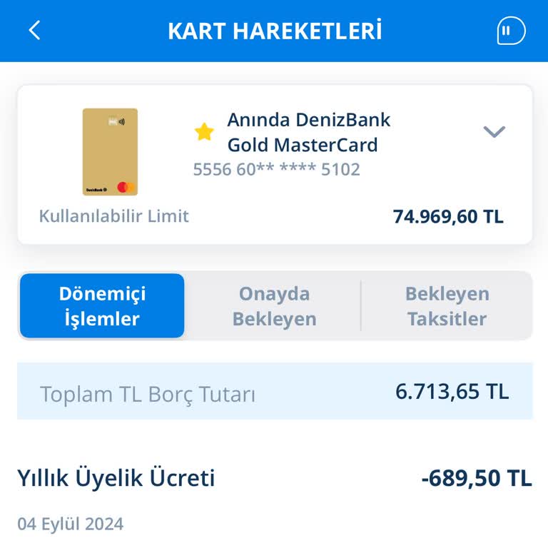Denizbank Haksız Kart Aidat Ücreti