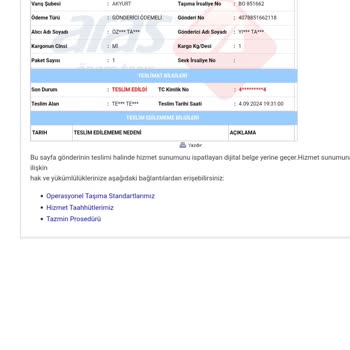 Akyurt Aras Kargo Teslimat Sorunu Ve İlgisizlik