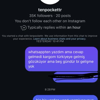Tenpocket Ten Pocket Kargo Hakkında Bilgi Vermiyor. 15 Gündür Gelmedi