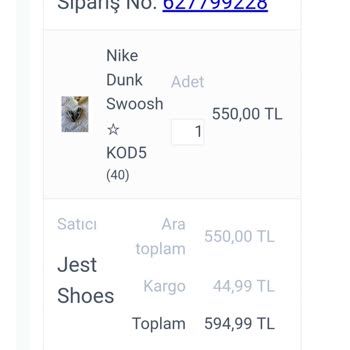 Jest Shoes Verilmeyen Kargo