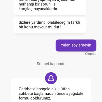Getirbet Hesap Kapatma Ve Sürekli Reklam Mesajları