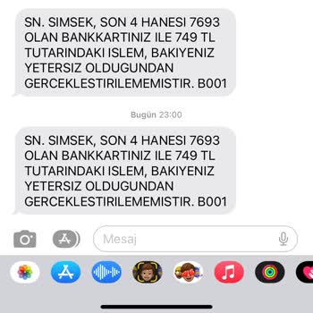 Ziraat Bankası Bakiye Yetersiz Mesajı