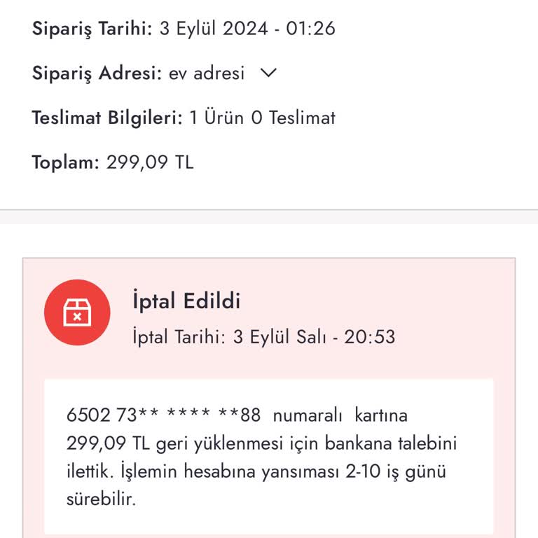 Boyner Siparişimi Kafasına Göre İptal Etti