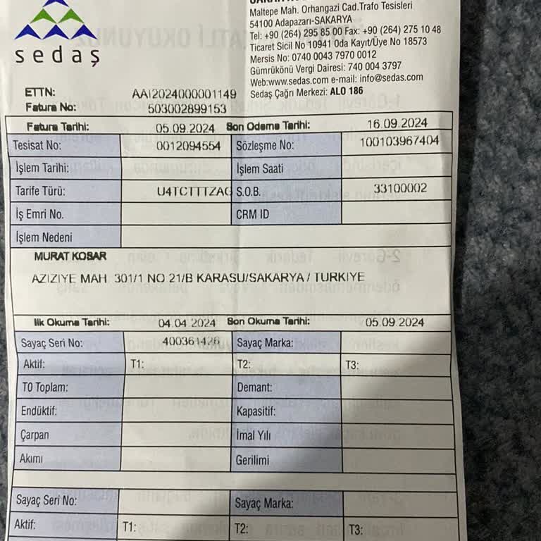 SEDAŞ Haksız Fatura Yansıtması