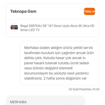 Regal Firmasına Ait Ayıplı Ürün Satışı