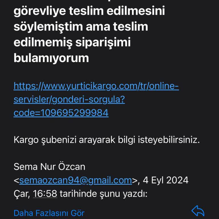 Yurtiçi Kargo Kargo Teslimatı Yapılmadı