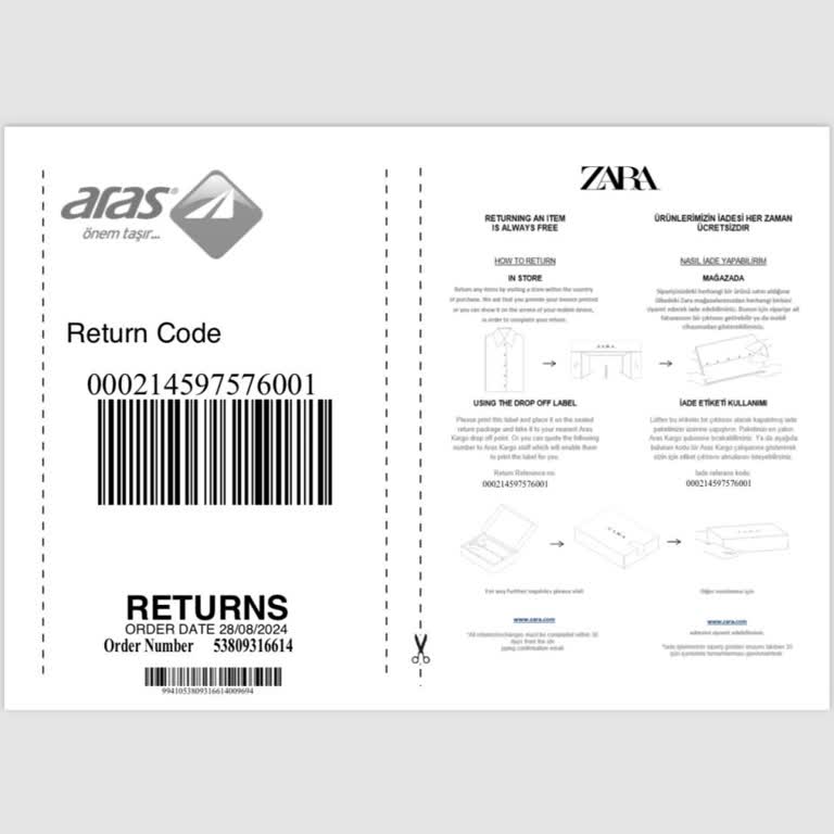 Zara'nın Etiketi Üzerinde Bulunan Elbisenin Kullanılmış Denilip İadesi