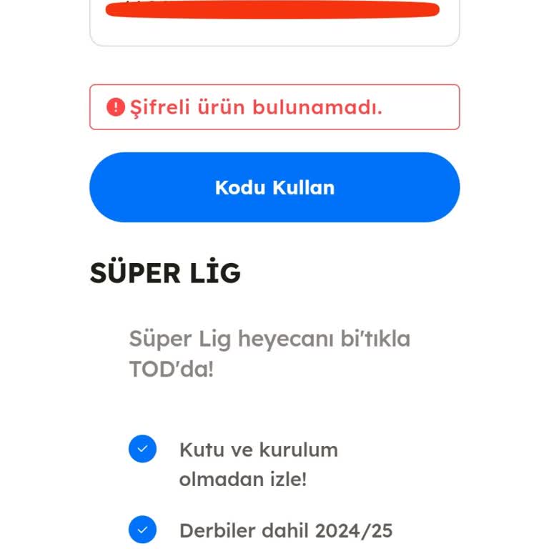 Tod TV Kupon Kullanım Hatası