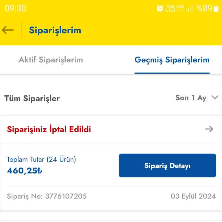 Şok Market Habersiz İptal Edilen Sipariş