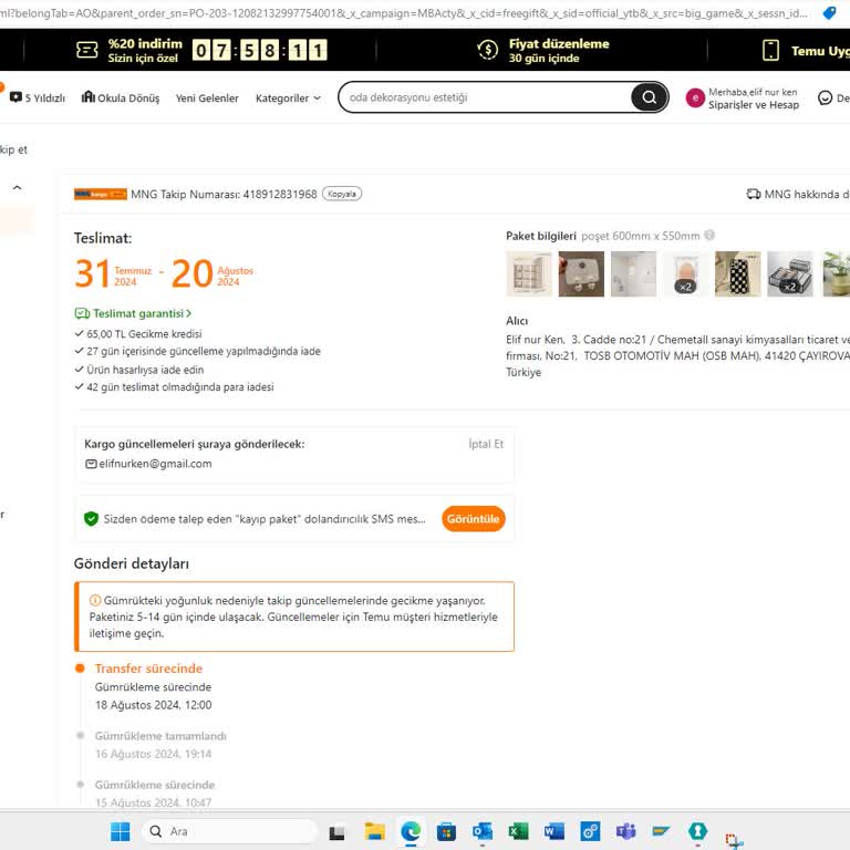 Ticaret Bakanlığı Gümrükte Siparişimi Bekletiyor