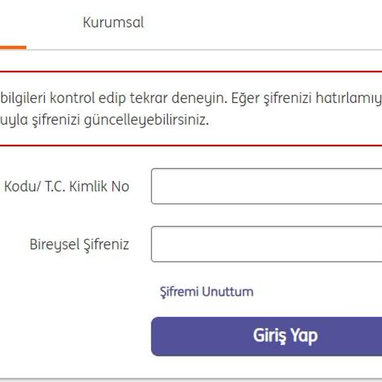 ING Mobil Bankacılık Giriş Hatası