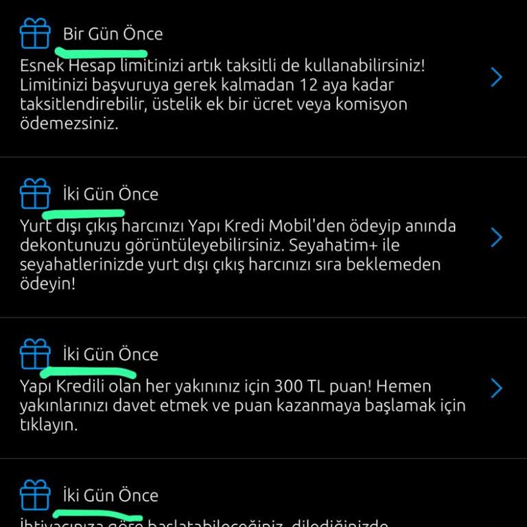 Yapı Kredi Mobil Kampanya Bildirim Kapatılsın