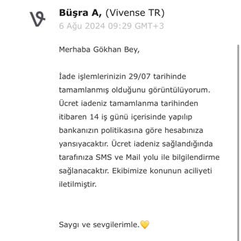Vivense Pişmanlıktır. Paramı İade Etmiyor.