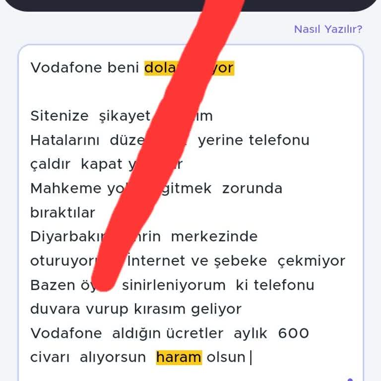 Vodafone Hizmet Kalitesinden Memnun Değilim