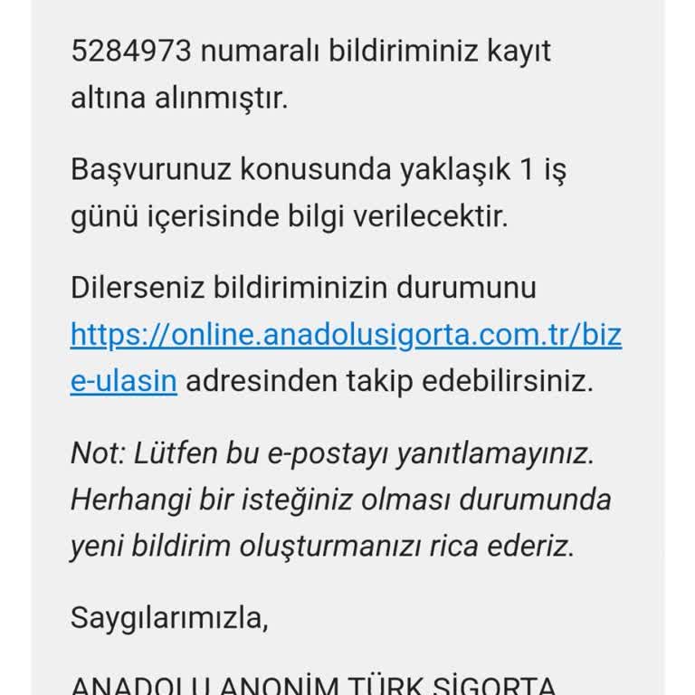 Tss Anadolu Sigorta Satmıyor... Teklif Veremiyoruz Dediler