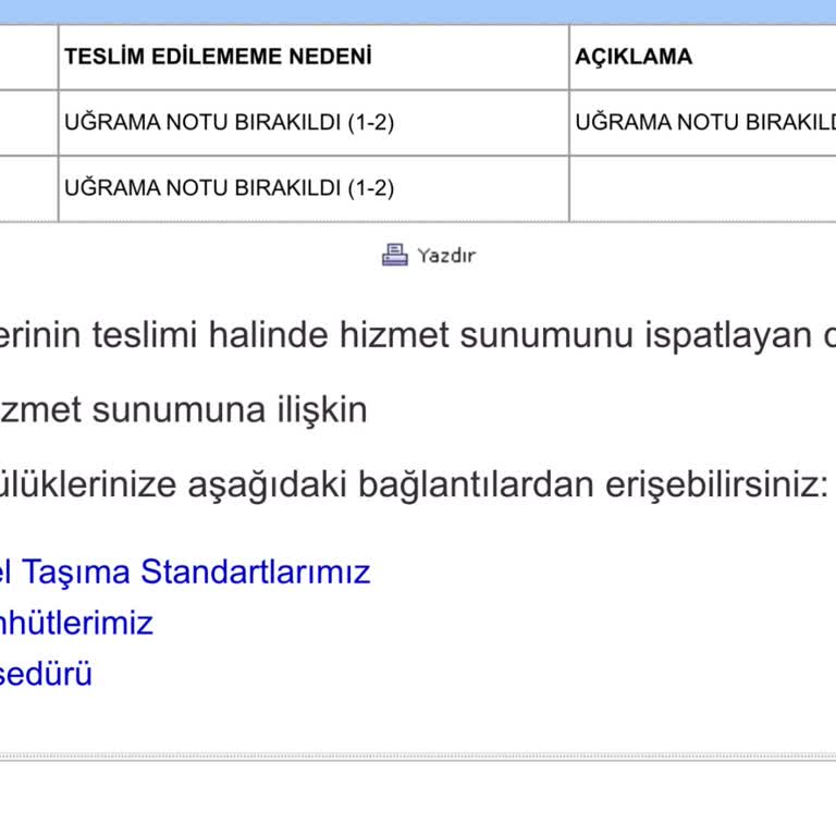 Aras Kargo Uğrama Notu Bırakma