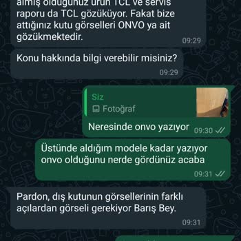 Vatan Bilgisayar TCL Marka TV'nin İadesi Veya Değişimi.