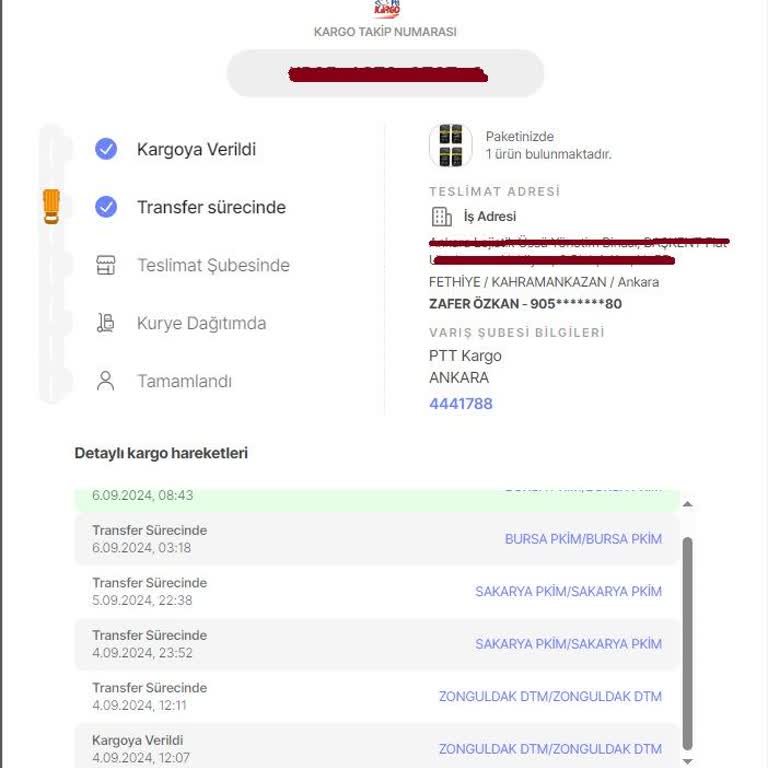 PTT Kargo Kargo Transfer Hatası