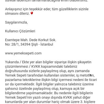 Yemeksepeti Ücret İadem Yapılmıyor!