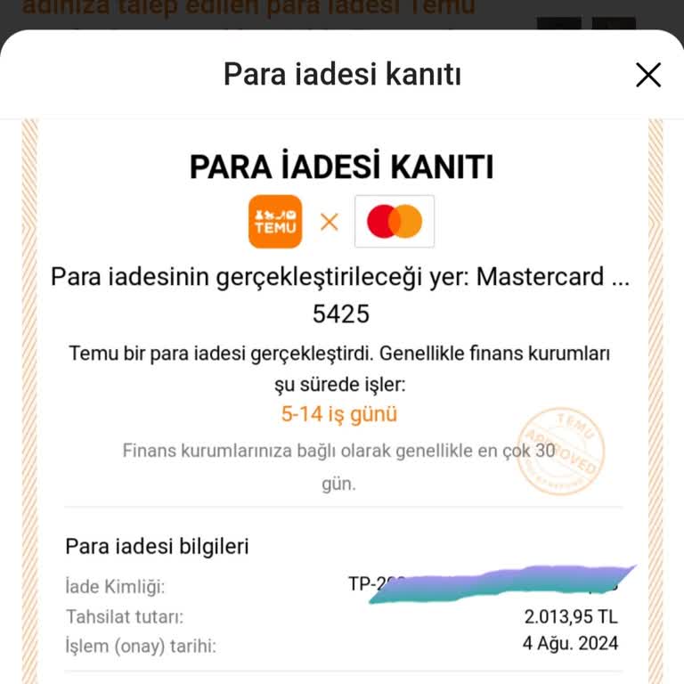 Temu Para İademi Yapmıyor