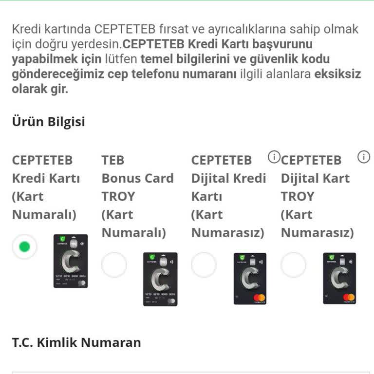 CepteTeb Kredi Kartımın Bana Sorulmadan Dijitale Çevrilmesi