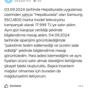 Hepsiburada Müşterilerine Çifte Standart Uyguluyor.