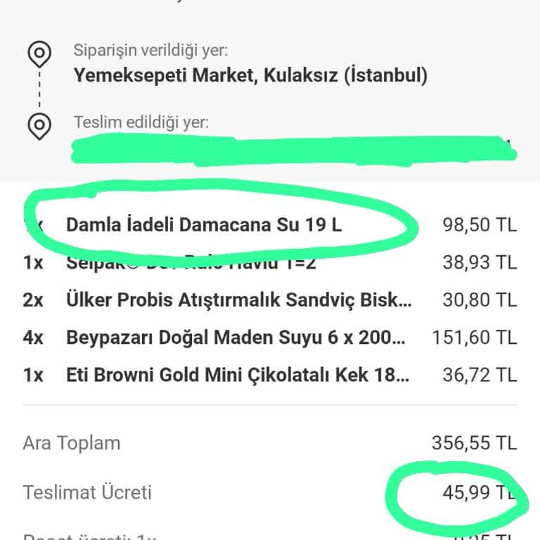 Yemeksepeti Market Yemeksepeti Eksik Ürün Ve Kurye Masrafı İade Etmeme Mağduriyeti