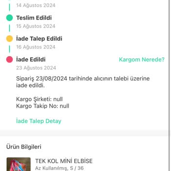 Dolap Sattığım Ürünümü Kaybetti