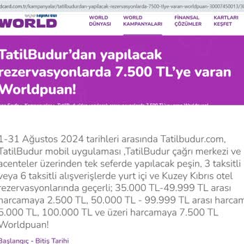 YapıKredi-Tatilbudur.com Kampanyası: 2500TL Yi Vermiyor