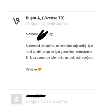 Vivense'ye Ulaşılamıyor, İptal Yapılamıyor, Alışveriş Deneyimi Kötü!