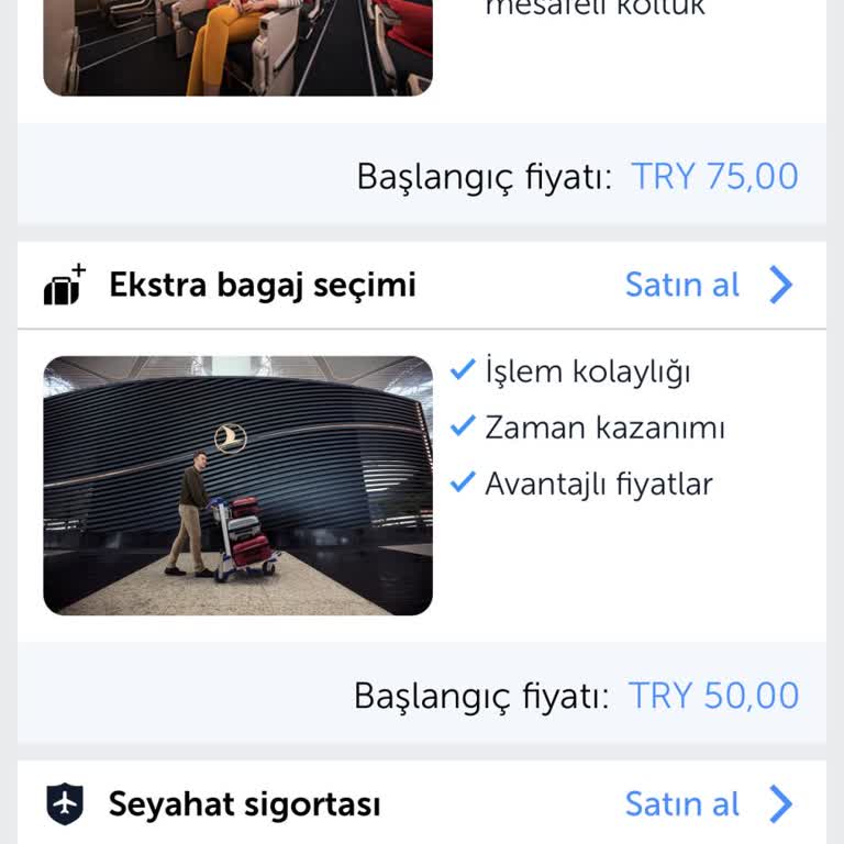 THY Ek Hizmetler Sayfasından Seçim Yapmadan Bilet Alamıyorum