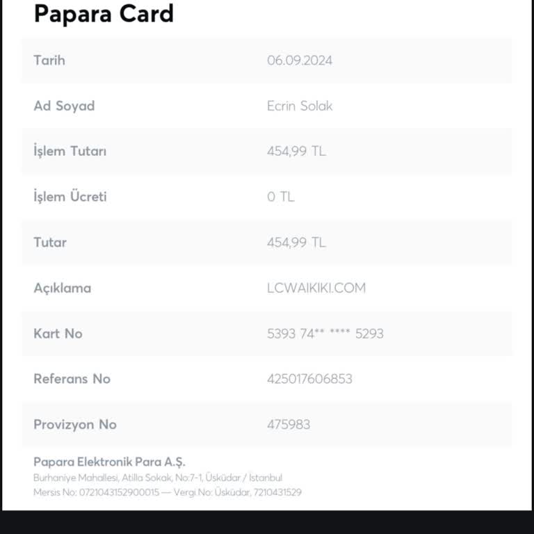 LC Waikiki Param Çekildi Ama Sipariş Gözükmüyor