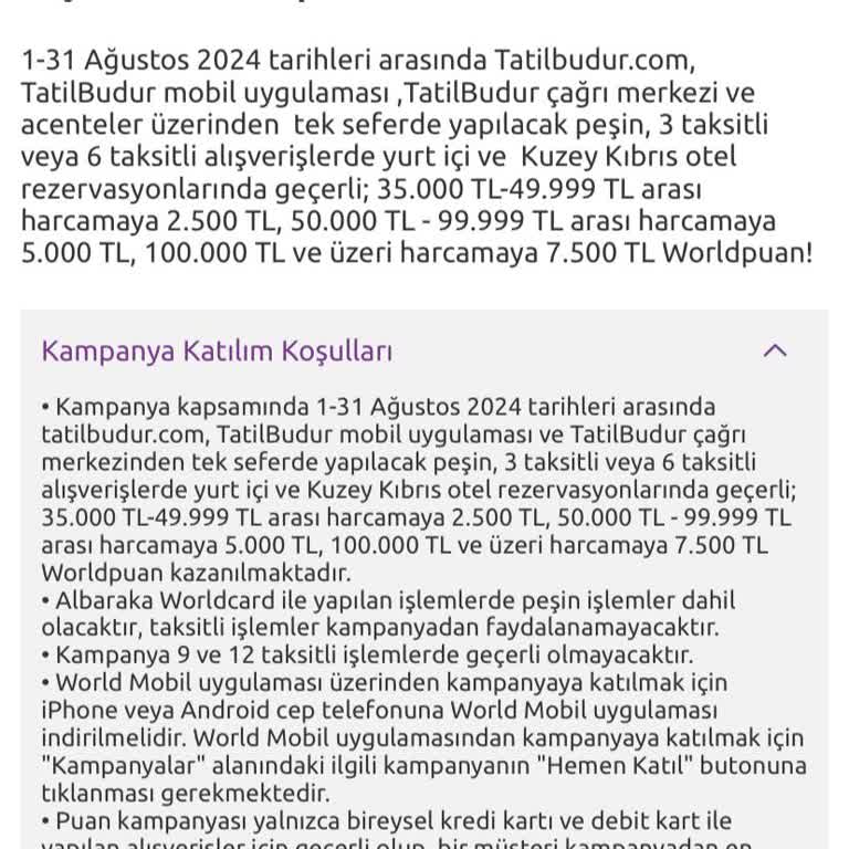 Yapı Kredi Tatilbudur.com Verilmeyen Puanlar