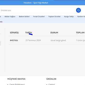 Sanal Yağ Market Gürpet Madeni Yağ Sipariş İptali