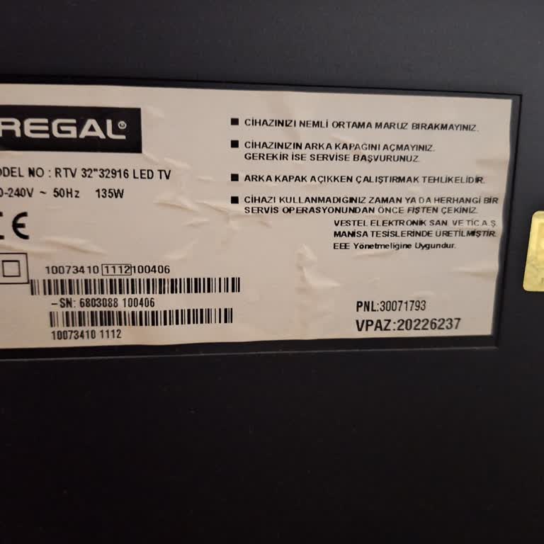Regal LED TV Teknik Servis